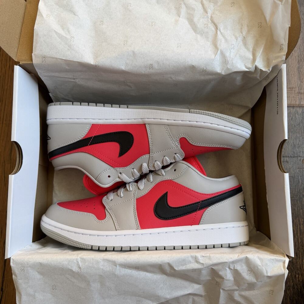 Nike Air Jordan 1 Low Light Iron Ore Black Siren Red Womens 11 DC0774-060 - Picture 9 of 12
